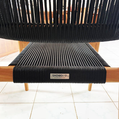Premium Καρέκλα Teak με Μαύρα Σχοινιά