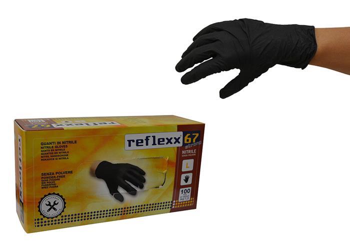 Γάντια νιτριλίου μαύρα χωρίς πούδρα 100τεμ. μήκος 24cm, πάχος 0,11mm, βάρος 5,5gr και μέγεθος M R67-M