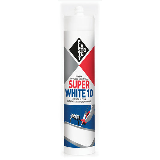 ELASTOTET SUPER WHITE 10 ΣΙΛΙΚΟΝΗ ΑΝΤΙΒΑΚΤΗΡΙΔΙΑΚΗ-ΑΝΤΙΜΟΥΧΛΙΚΗ 280ml - ΔΙΑΦΑΝΟ-ΧΡΩΜΑ 152500