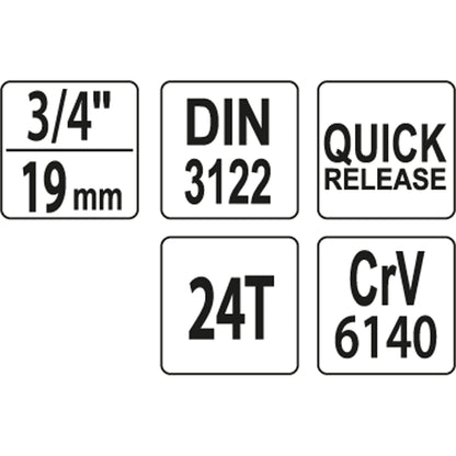 ΚΑΣΤΑΝΙΑ 3/4" 24T CrV 625MM YT-1360 20001360