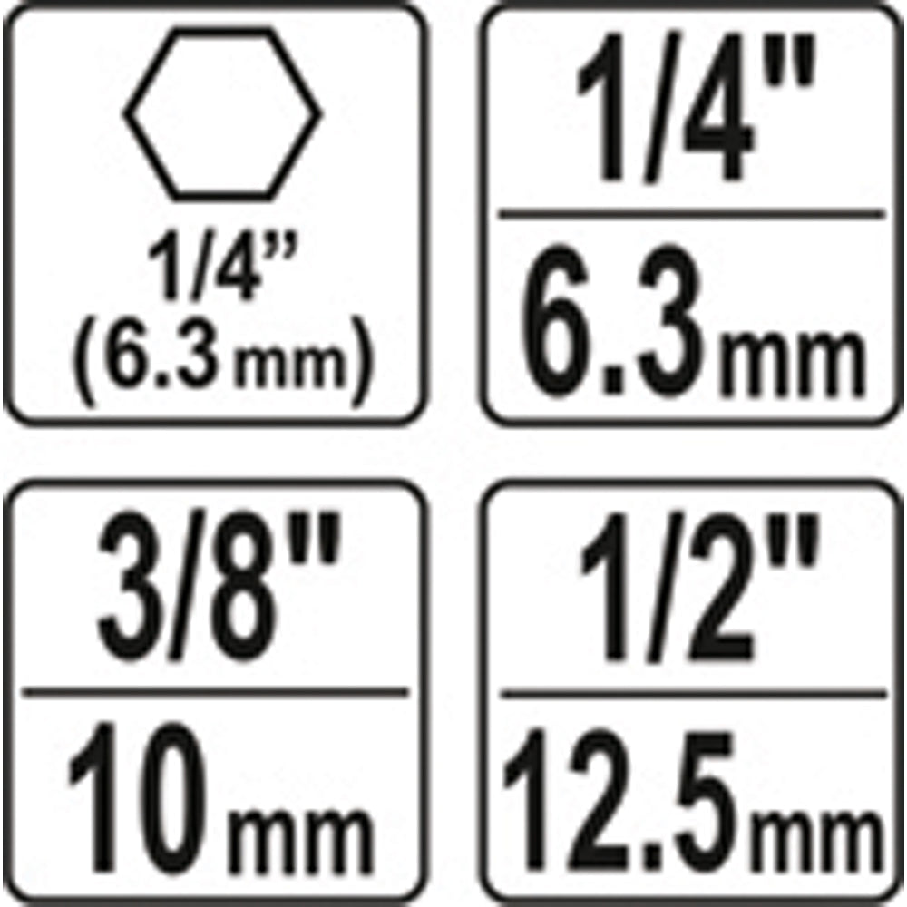 ΑΝΤΑΠΤΟΡΕΣ HEX ΣΕΤ 3ΤΜΧ 1/2-3/8-1/4 YT-04685 20004685