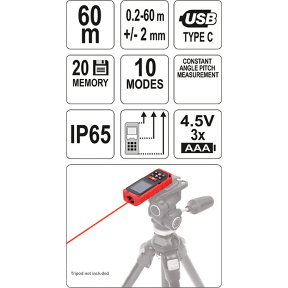 ΜΕΤΡΟ LASER 60M YATO YT-73127 20173127