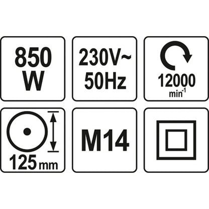 ΓΩΝΙΑΚΟΣ ΤΡΟΧΟΣ 850W 125MM YT-82097 20182097