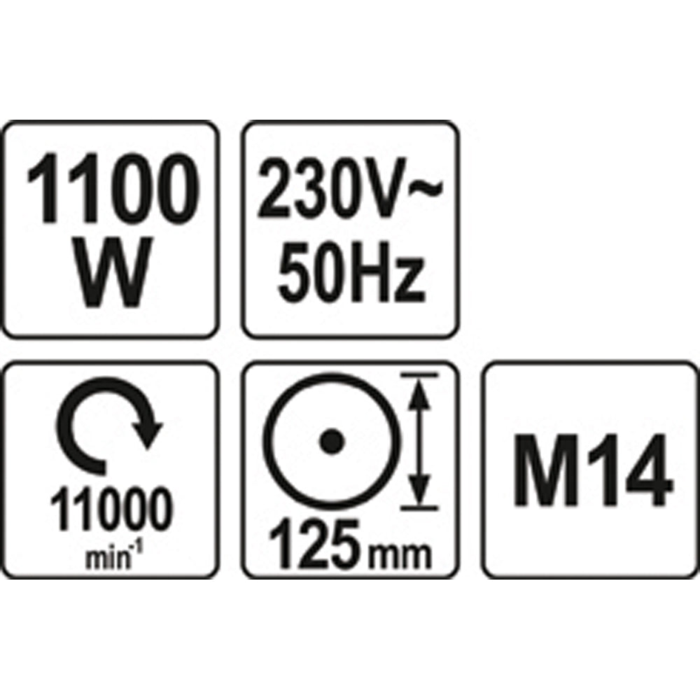 ΓΩΝΙΑΚΟΣ ΤΡΟΧΟΣ 1100W 125MM YT-82100 20182100