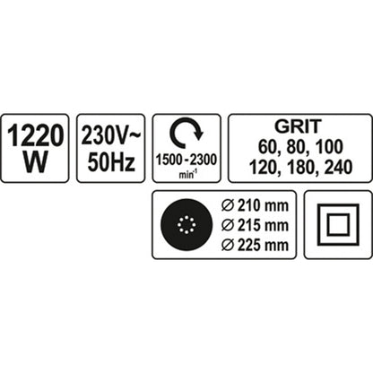 ΤΡΙΒΕΙΟ ΤΟΙΧΟΥ 1220W/225ΜΜ YT-82340 20182340