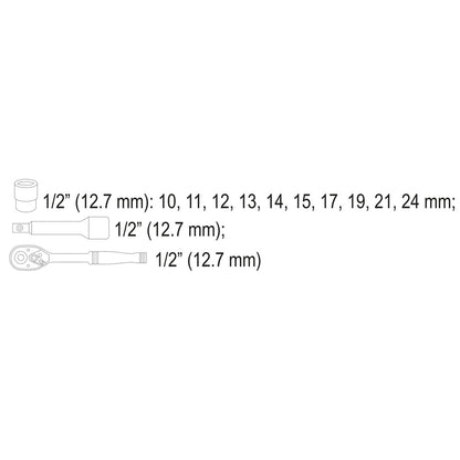 ΚΑΡYΔΑΚΙΑ ΣΕΤ ΚΑΣΤΑΝΙΑ 1/2" 12ΤΜΧ. STHOR 58633 22058633
