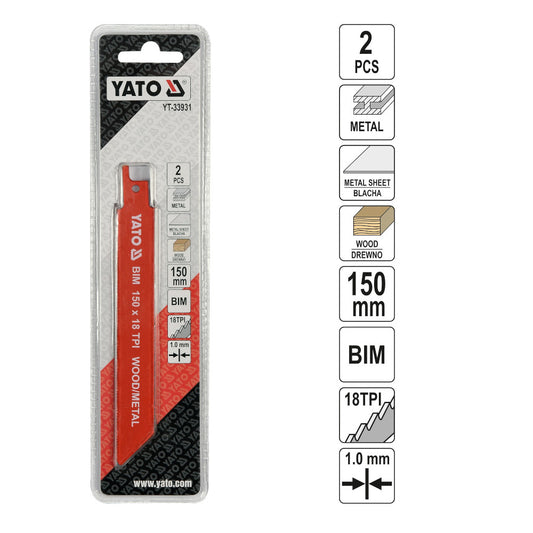 ΛΑΜΕΣ ΣΠΑΘΟΣΕΓΑΣ BIM 150MM 18TPI ΣΕΤ 2 ΤΜΧ YT-33931 20033931