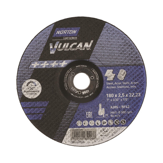 Δίσκος κοπής για inox-σιδηρου  25τεμ. κούρμπα VULCAN No180x2,5x22,23mm 66252925492