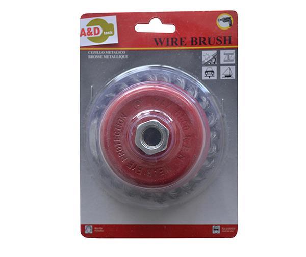 Συρματόβουρτσα γωνιακού τροχού καμπάνα στριφτή Μ14 με ατσάλινη τρίχα 100mm 791193
