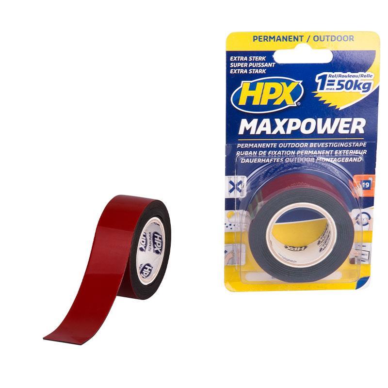 Ταινία διπλής όψεως MAXPOWER OUTDOOR μαύρη 25mmx1,5m OT2502S