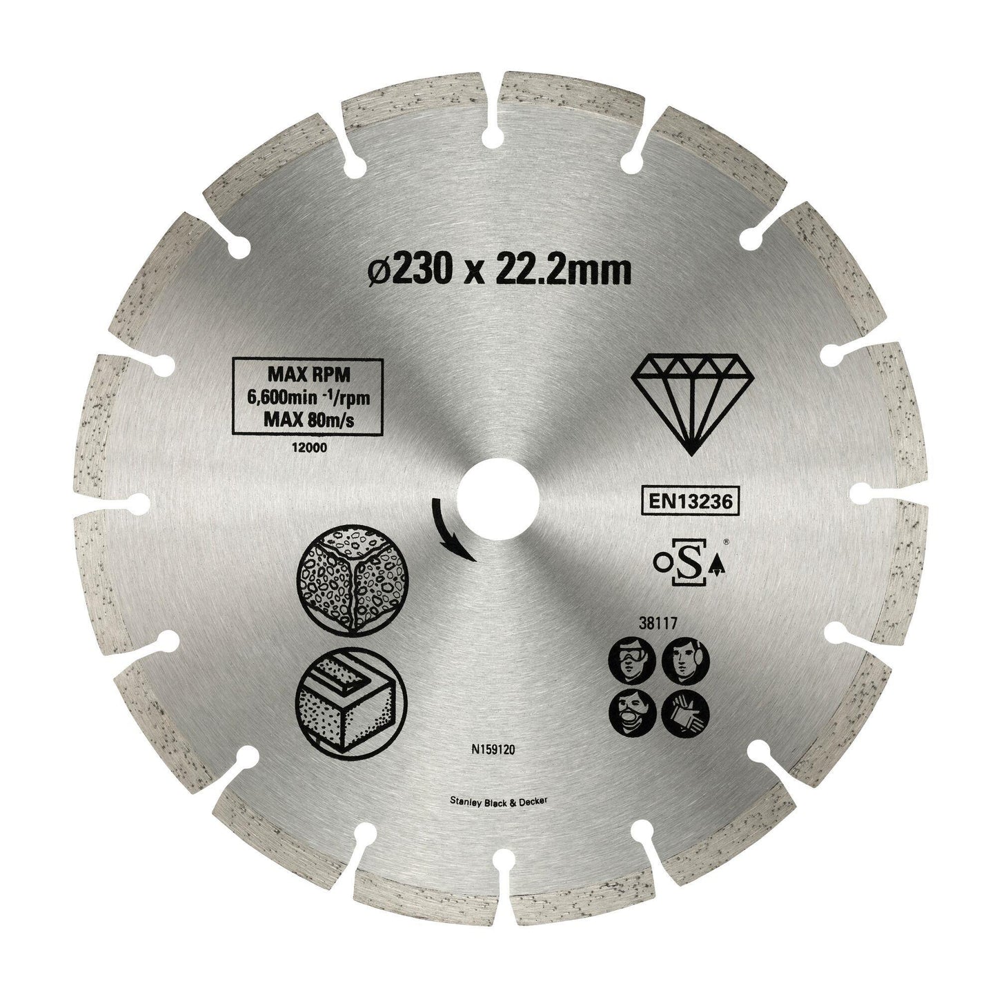 Διαμαντόδισκος κοπής γωνιακού τροχού για μπετό και τούβλο Φ230mm STA38117-XJ