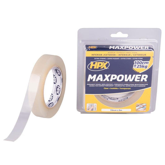 Ταινία διπλής όψεως MAXPOWER διάφανη 19mmx5m HT1905