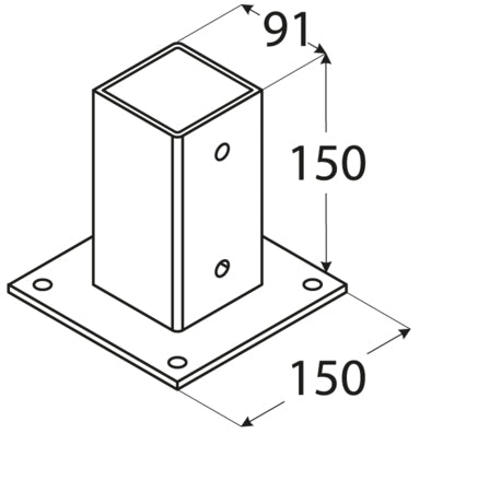 Βάση ξύλου βιδωτή 101 x 101 x150mm 4843