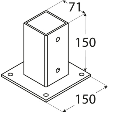 Βάση ξύλου βιδωτή 71 x 71 x150mm 4841
