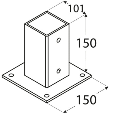 Βάση ξύλου βιδωτή 71 x 71 x150mm 4841