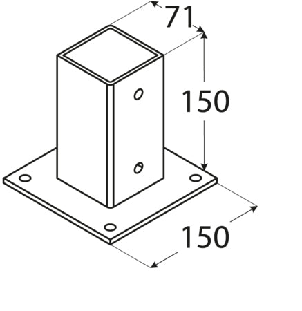 Βάση ξύλου βιδωτή 101 x 101 x150mm 4843