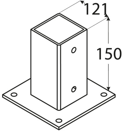 Βάση ξύλου βιδωτή 101 x 101 x150mm 4843
