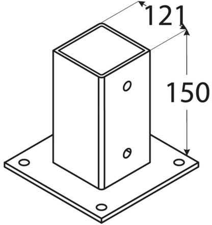 Βάση ξύλου βιδωτή 101 x 101 x150mm 4843