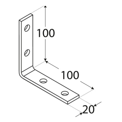Γωνία σύνδεσης ξύλου 100 x 100 x 20mm ΓΩΝΙΑ 100 x 100 x 20mm | ΙΡΙΔΙΟ 4005