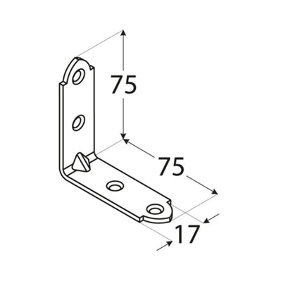 Γωνία σύνδεσης ξύλου 75 x 75 x 17mm Γωνία 75 x 75 x 17mm 4004