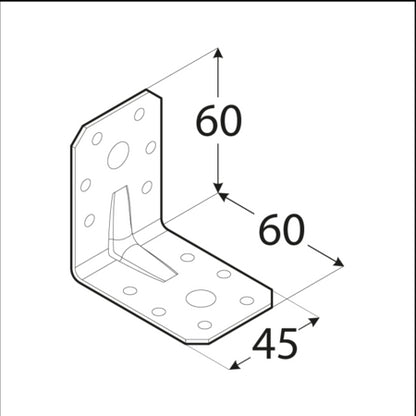 Γωνία σύνδεσης ξύλου 60 x 60 x 45mm Γωνία 60 x 60 x 45mm 4056