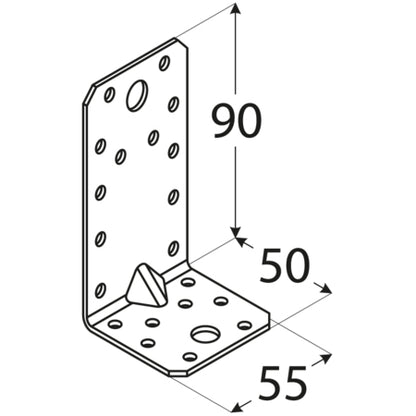 Γωνία σύνδεσης ξύλου 90 x 50 x 55mm Γωνία 90 x 50 x 55mm 4053