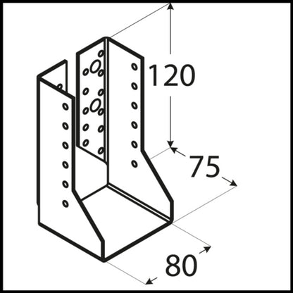 Δοκοθήκη με εσωτερικά αυτιά 100 x 140 x 75mm 4570