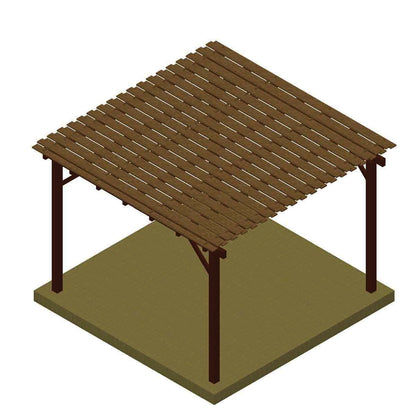 Ξύλινη πέργκολα με διπλή τάβλα 400 x 400εκ. 10-209360