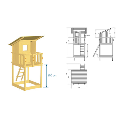 Ξύλινος πύργος Beach Hut Πύργος Beach Hut με ύψος τσουλήθρας 120εκ. 008.001.003.001 - 1,20