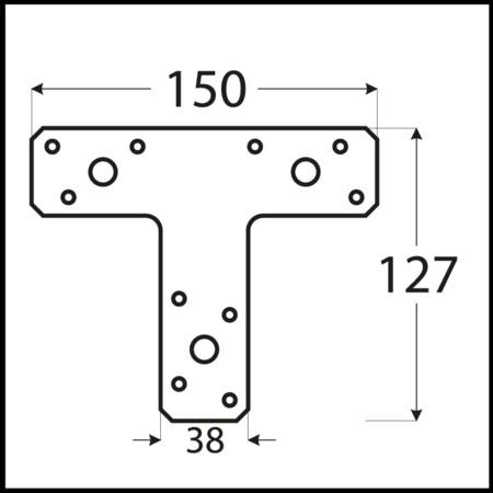 Σύνδεσμος ξύλου Τ Σύνδεσμος ξύλου Τ - 150 x 127 x 38mm 4627