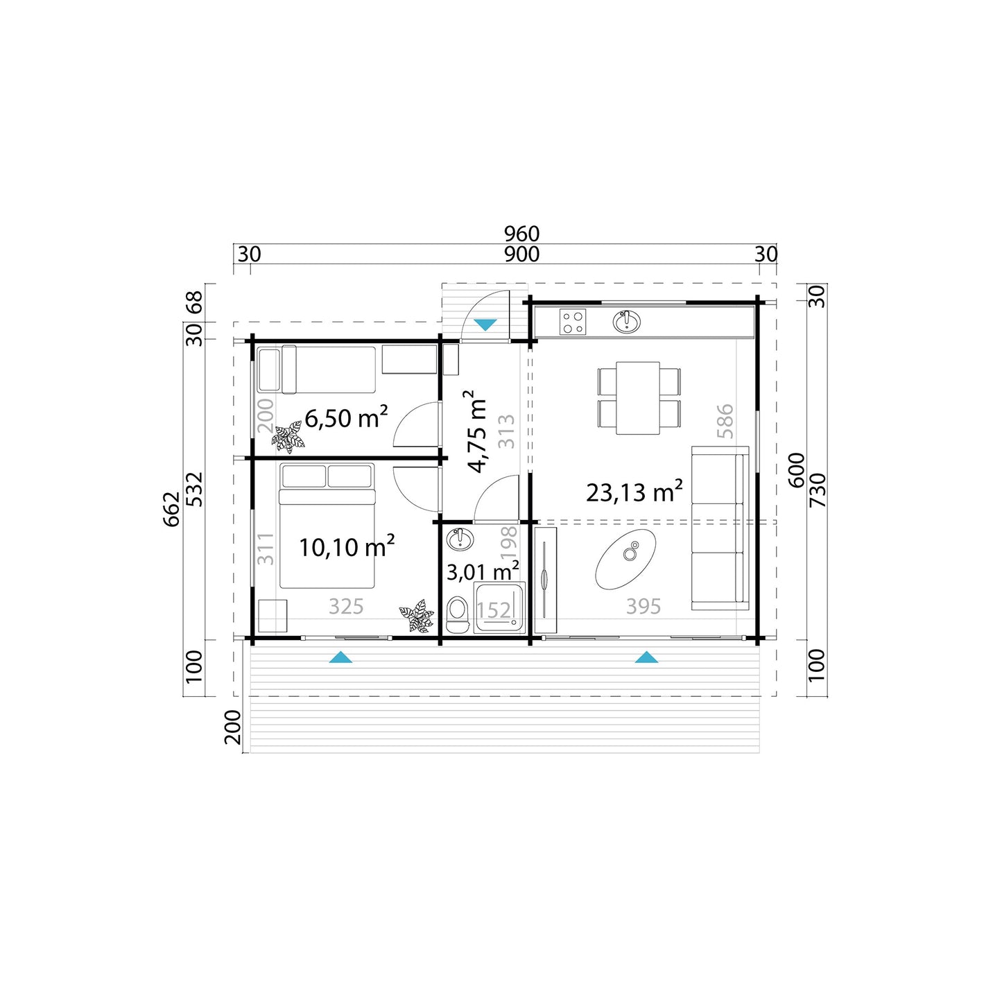 Ξύλινο σπίτι Ostersund 600 x 900εκ. 9215444