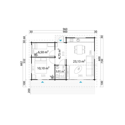 Ξύλινο σπίτι Ostersund 600 x 900εκ. 9215444