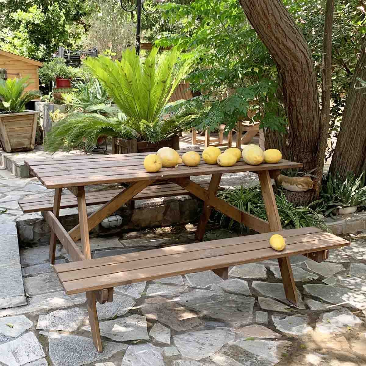 Ξύλινο τραπέζι - πάγκος πικ νικ 150εκ. Πάγκος Εξοχής 75 x 150 x 150εκ. 50744
