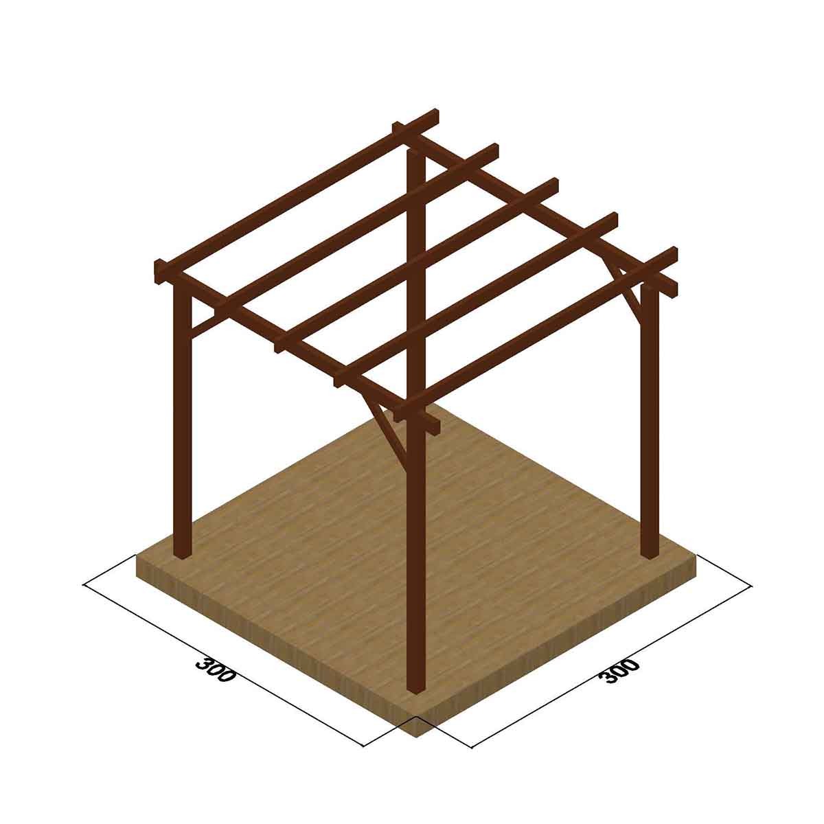 Ξύλινος σκελετός πέργκολας 400 x 400εκ. 10-365900