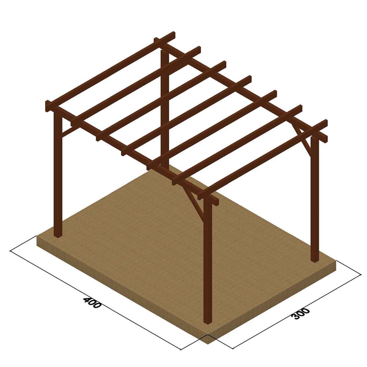 Ξύλινος σκελετός πέργκολας 400 x 400εκ. 10-365900