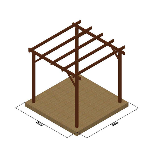 Ξύλινος σκελετός πέργκολας 300 x 300εκ. 10-363054