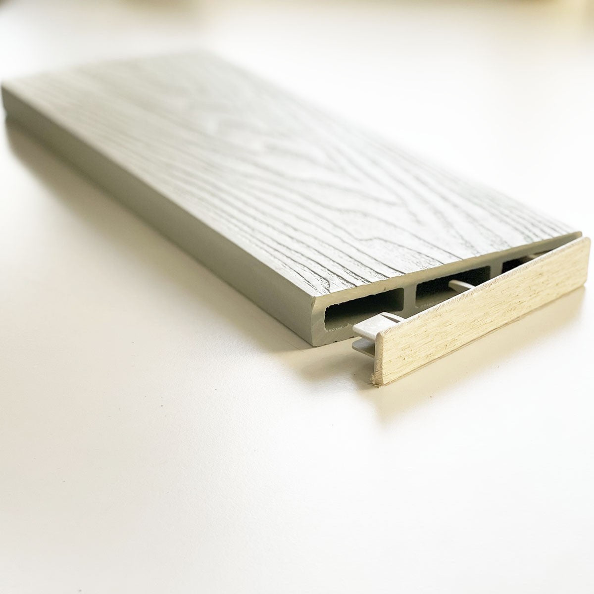 Τάπα περίφραξης WPC 3D wood 2 x 12εκ. | λευκό μπεζ 70246