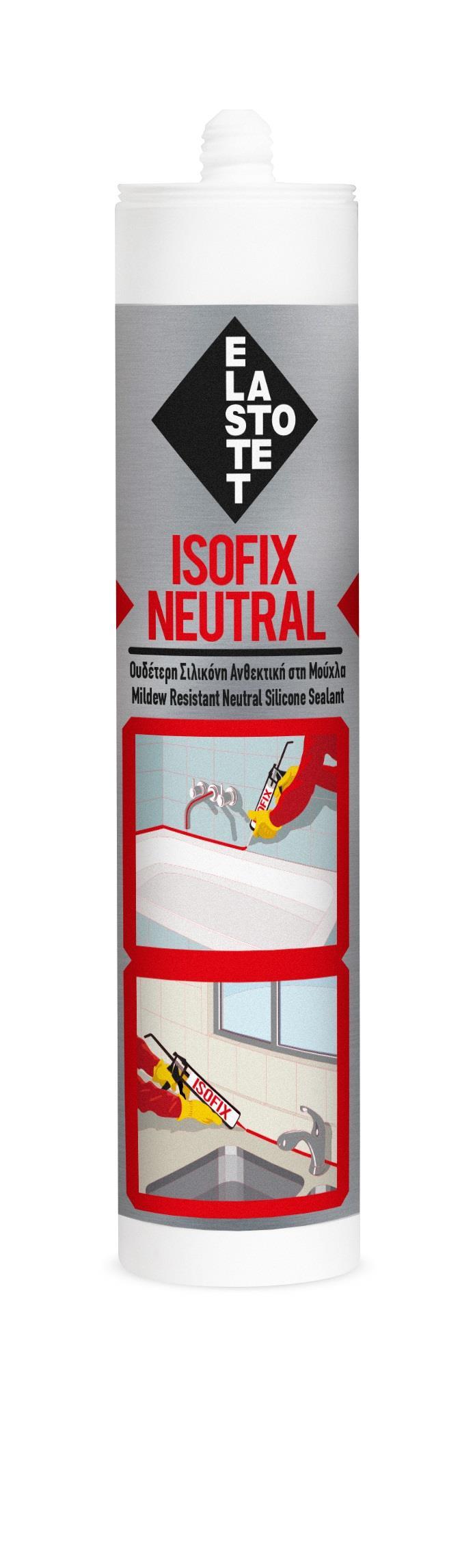 Σιλικόνη γενικής χρήσης ISOFIX NEUTRAL with FUNGICIDE 12τεμ. φύσιγγα 280ml διάφανη P.01188