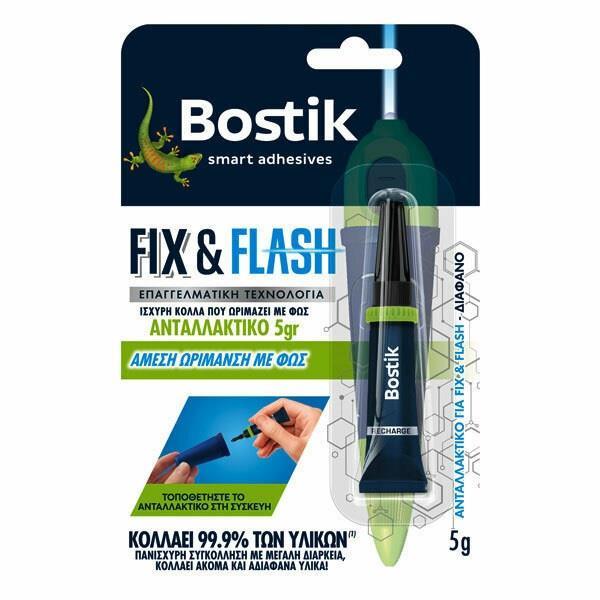 Κόλλα 12τεμ. κυανοακρυλική 5gr Fix & Flash ενεργοποίηση με φως, 30619508