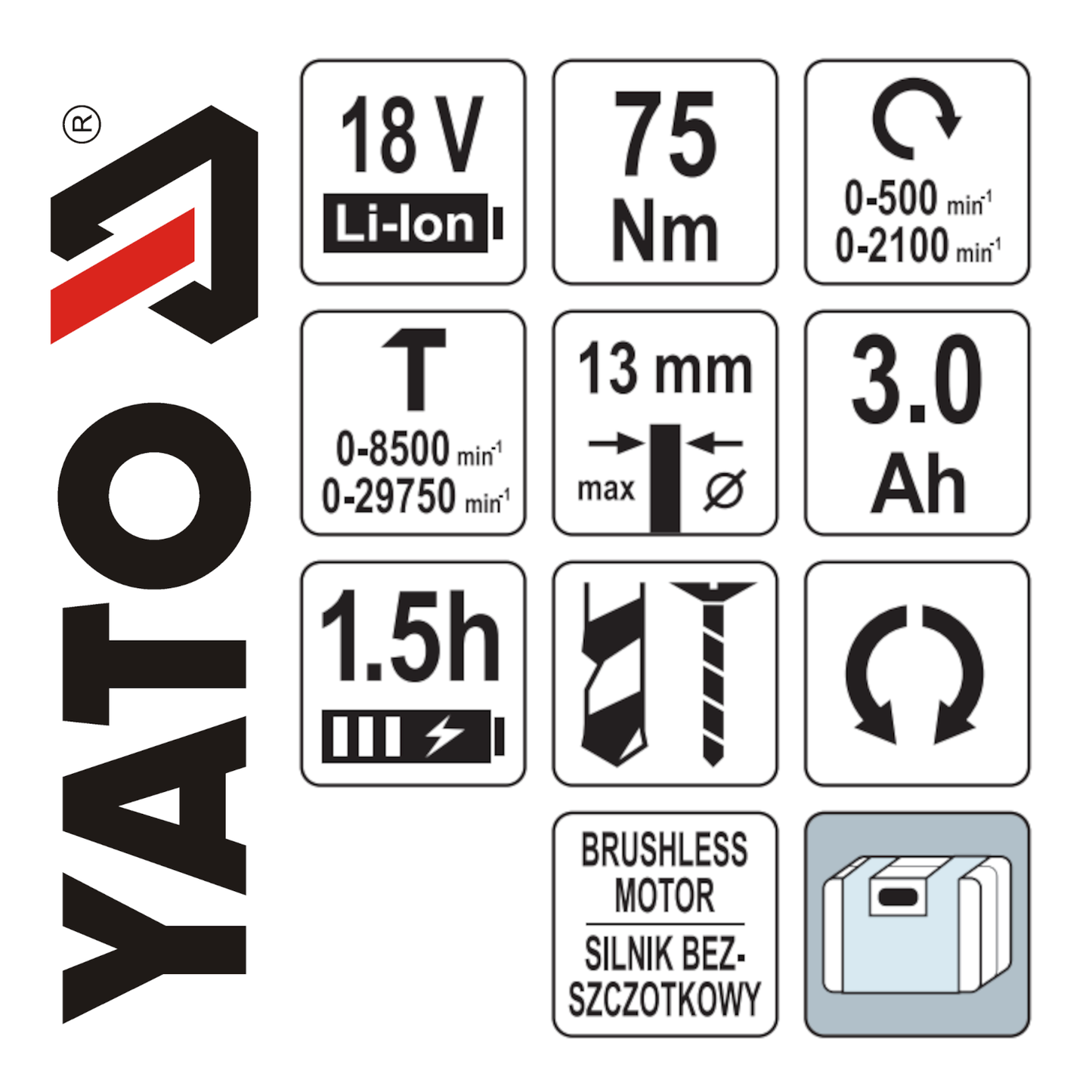 ΔΡΑΠΑΝΟΚΑΤΣΑΒΙΔΟ ΚΡΟΥΣΤΙΚΟ BRUSHLESS 18V 75Nm 1X3Ah YT-82790 20182790