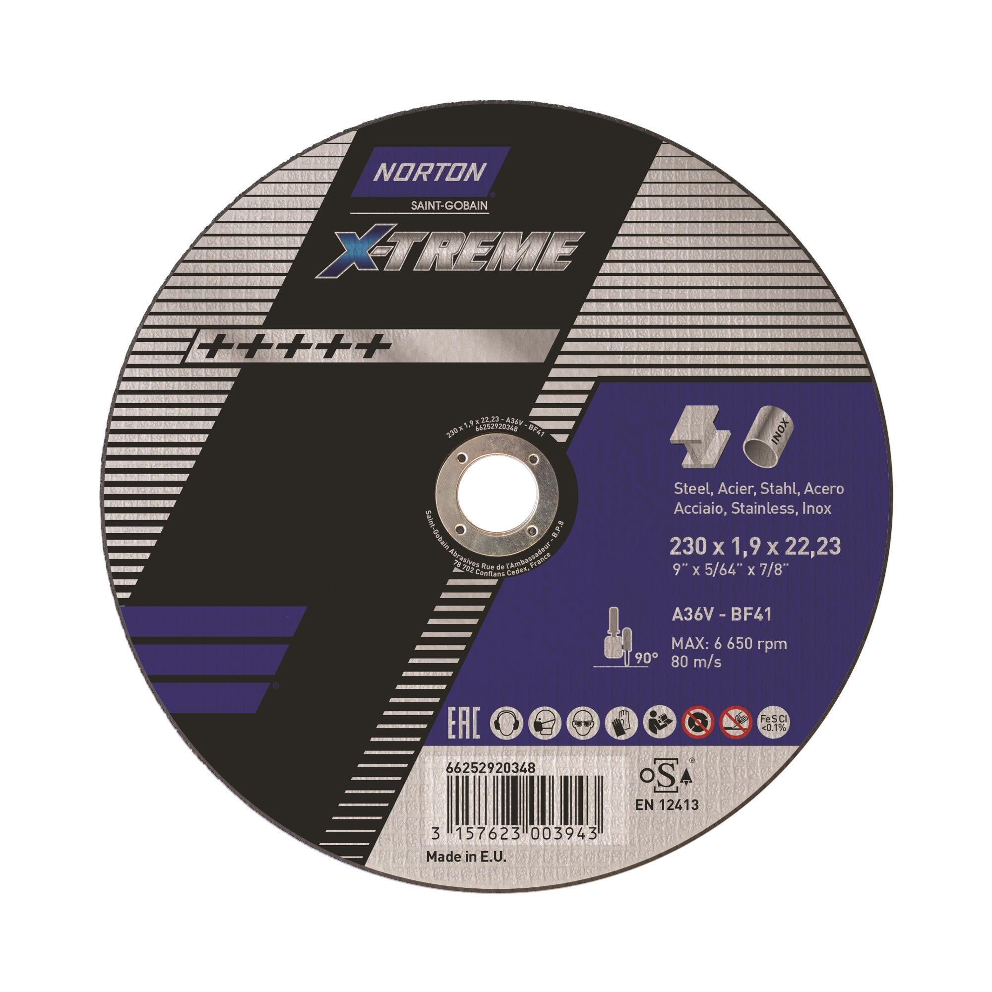 Δίσκος κοπής για inox-σιδηρου  25τεμ. Ίσιος X-TREME No230x1,9x22,3mm 66252920348