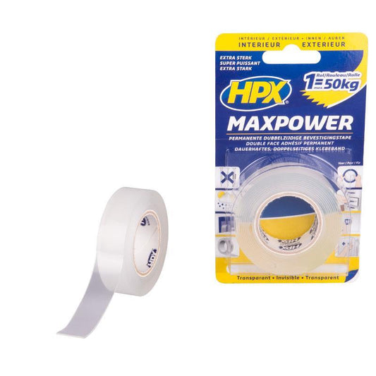 Ταινία διπλής όψεως MAX POWER διάφανη 19mmx2m HT1902S